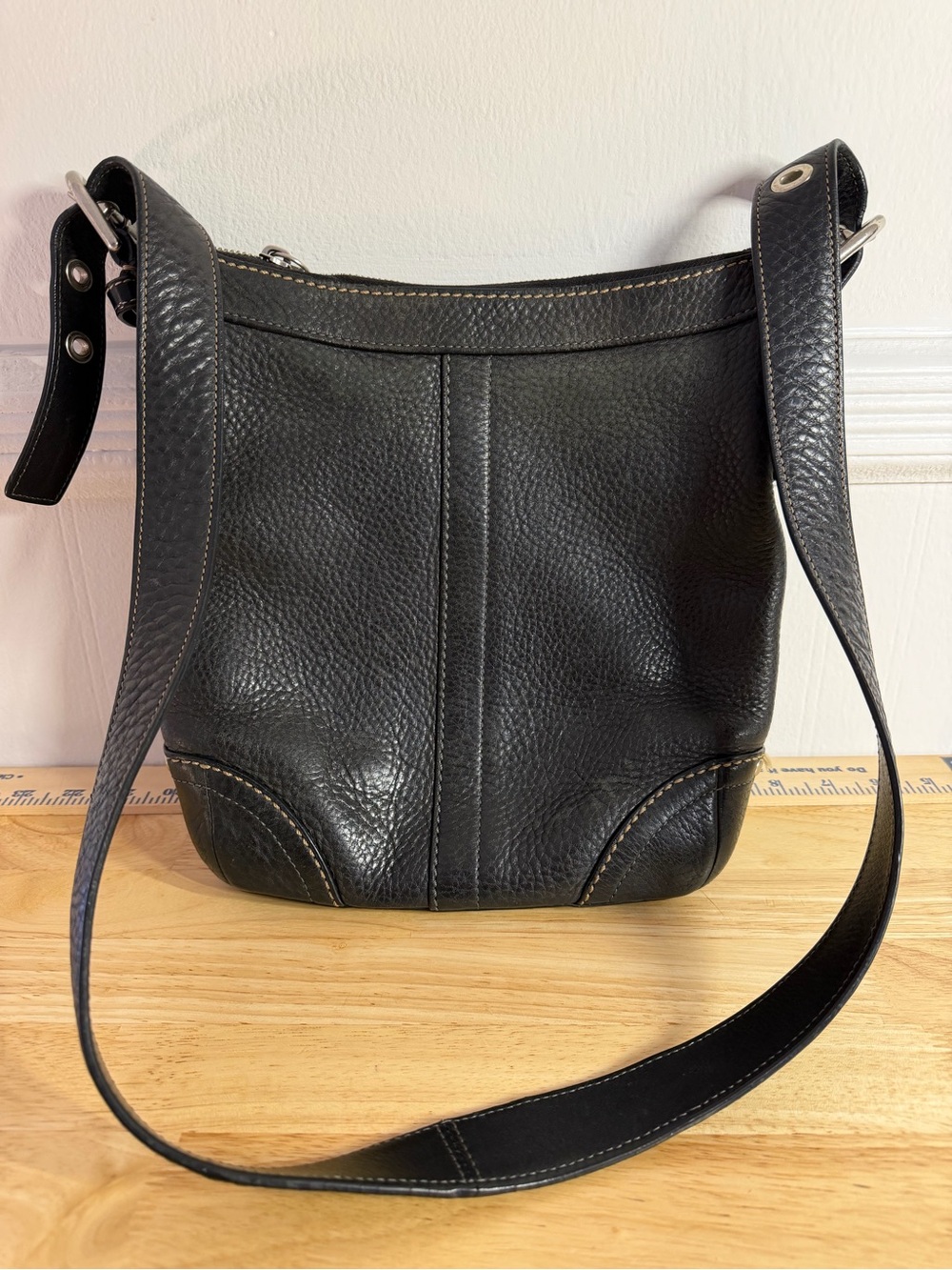 Coach Black Pebbled Y2K Leather Shoulder Bag with Adjustable Strap